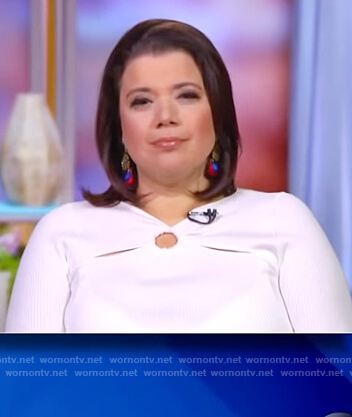 Ana's white ring detail sweater on The View