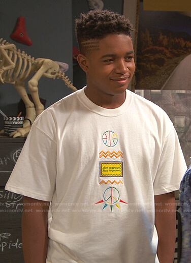 Booker's white embroidered tee on Ravens Home
