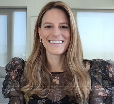 Brooke Jaffe's black floral puff sleeve top on Today