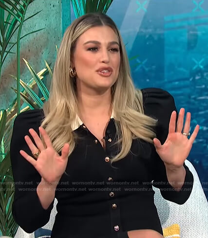 Carissa's black contrast collar shirtdress on E! News Daily Pop
