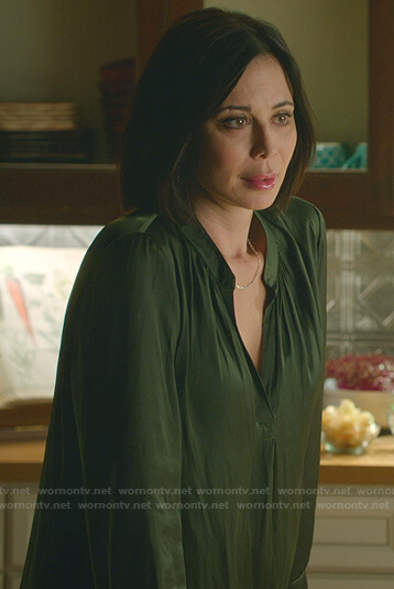 Cassie's green v-neck blouse on Good Witch