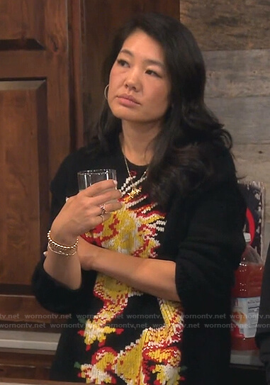 Crystal's black dragon print sweater on The Real Housewives of Beverly Hills