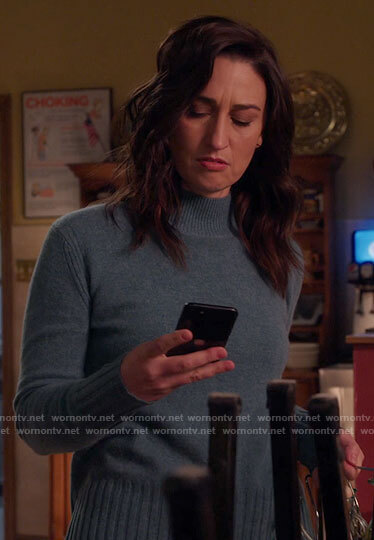 Dawn's blue mock neck sweater on Girls5eva