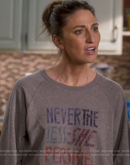 Dawn's Never The Less She Persisted top on Girls5eva