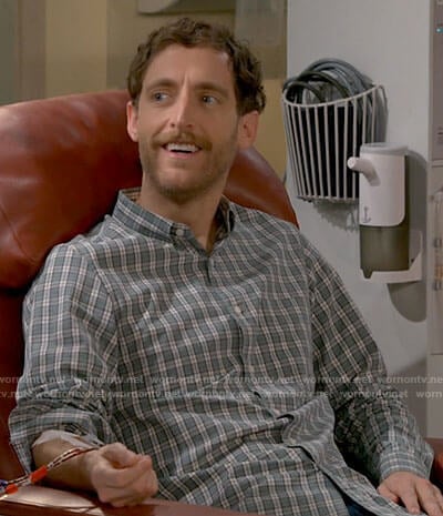 Drew's green plaid shirt on B Positive