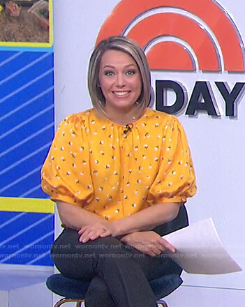 Dylan's yellow floral puff sleeve top on Today