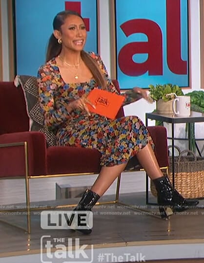 Elaine's floral square neck dress on The Talk