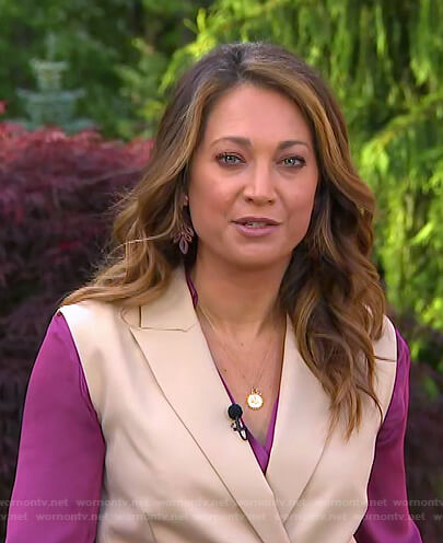 Ginger's beige wrap vest on Good Morning America