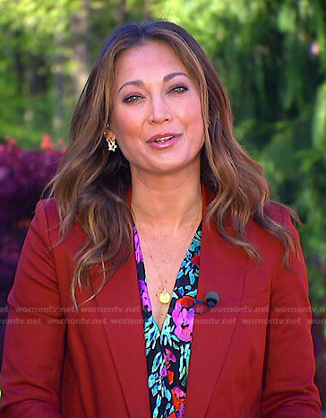 Ginger's red blazer and floral top on Good Morning America