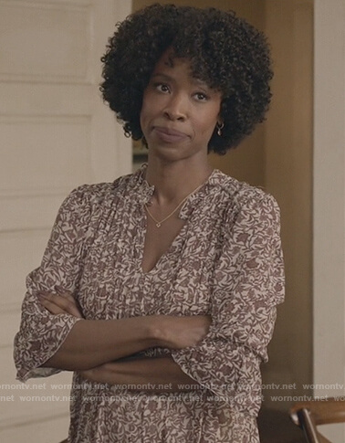 Grace's floral pleated blouse on All American