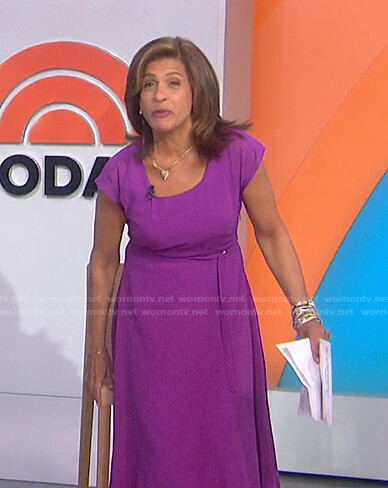 Hoda's purple tie waist midi dress on Today