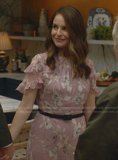 Izzy's pink floral ruffle dress on Bull