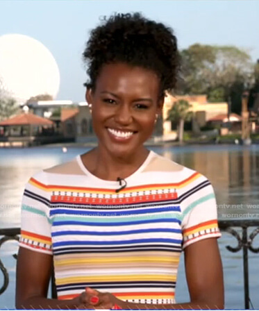 Janai's multicolored striped dress on Good Morning America
