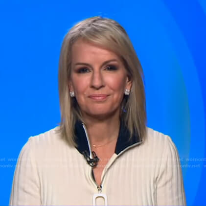Jennifer's white ribbed half-zip sweater on Good Morning America