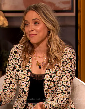 Jenny Mollen's floral print blazer and shorts on The Drew Barrymore Show