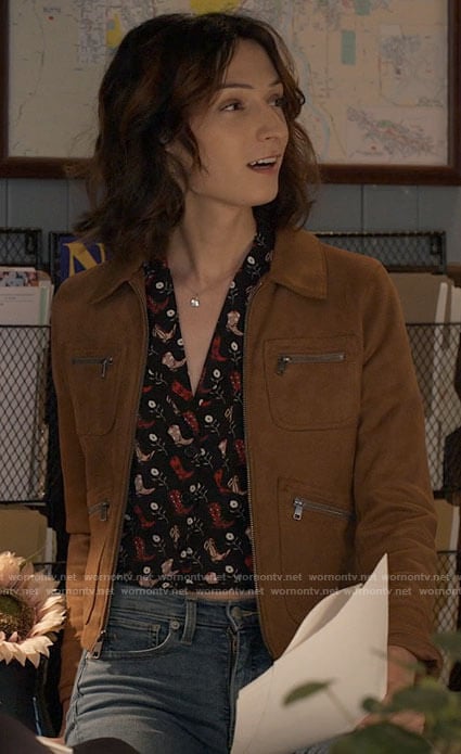 Jerrie's suede jacket on Big Sky