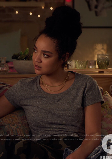 Kat's gray's crew neck tee on The Bold Type