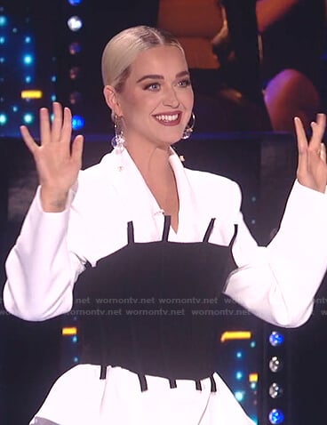 Katy's black corset and white blazer on American Idol