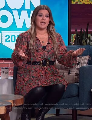 Kelly's floral print mini dress on The Kelly Clarkson Show