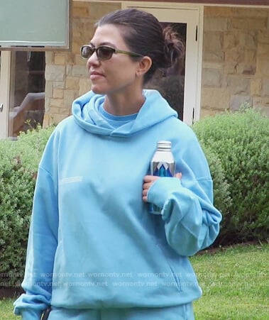 Kourtney's light blue hoodie on Keeping Up with the Kardashians