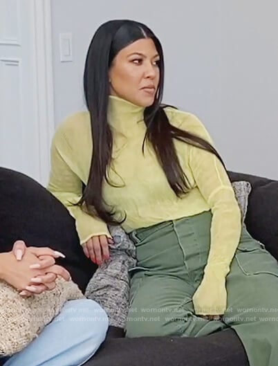 Kourtney's yellow mesh top on Keeping Up with the Kardashians
