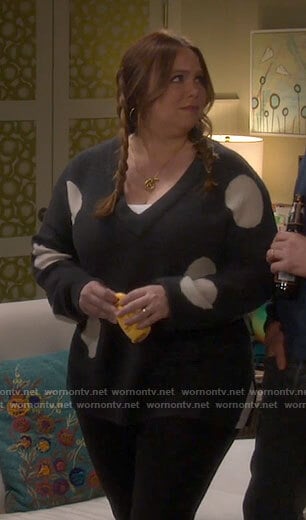 Kristin's polka dot v-neck sweater on Last Man Standing