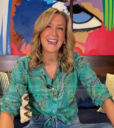 Lara's green floral shirt on Good Morning America