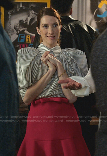 Lauren's striped puff sleeve top on Younger