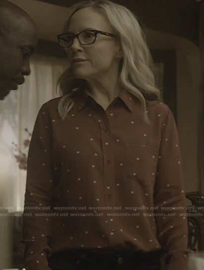 Linda's red star print shirt on Lucifer