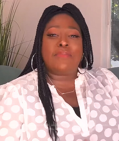 Loni's white sheer dot blouse on The Real