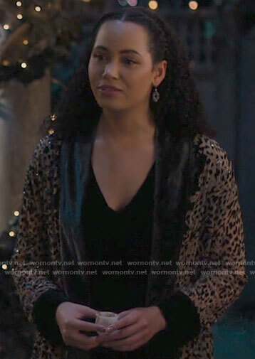 Macy's embellished leopard jacket with velvet trim on Charmed