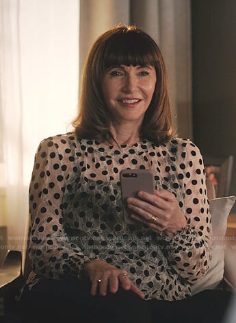 Maggie's polka dot lace blouse on Zoeys Extraordinary Playlist