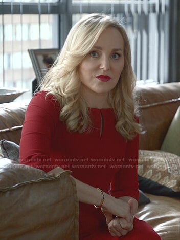Marissa's red split-neck dress on Bull