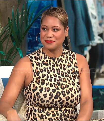 Monique's leopard sleeveless dress on E! News Daily Pop