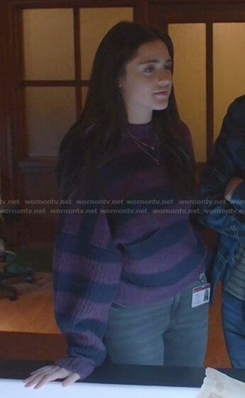 Olive's purple striped knit sweater on Manifest