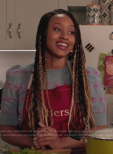 Olivia's blue floral print sweater on Black-ish