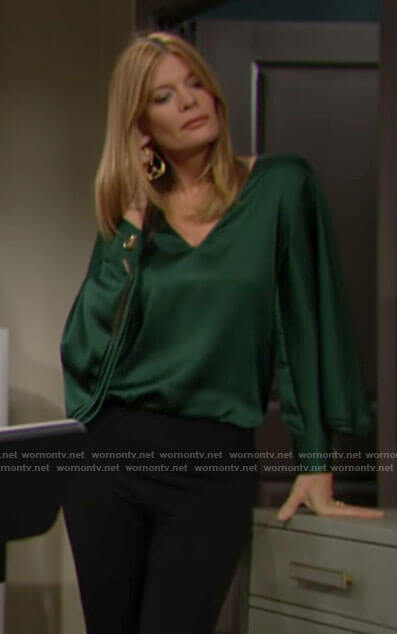 Phyllis's green v-neck blouse on The Young and the Restless