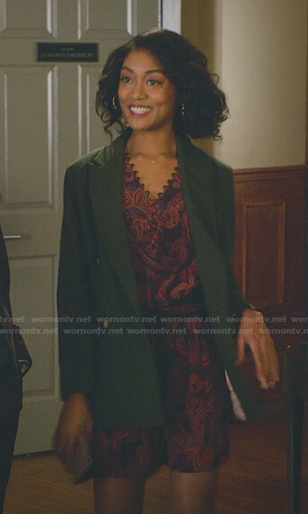 Quinn's purple paisley print dress on Good Witch