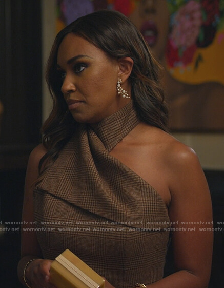 Rachel's brown plaid halter dress on All Rise