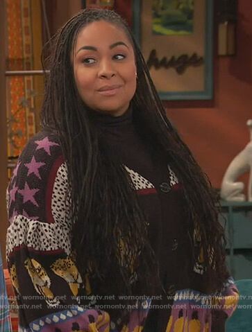 Raven's mixed print cardigan on Ravens Home
