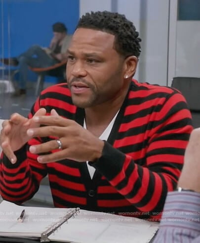 Andre's red stripe cardigan on Black-ish