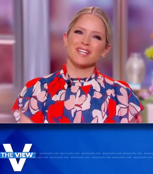 Sara's floral print ruffle top on The View