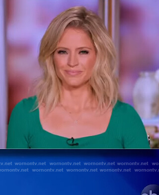 Sara's green square neck top on The View