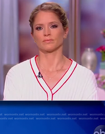 Sara's white contrast cardigan on The View