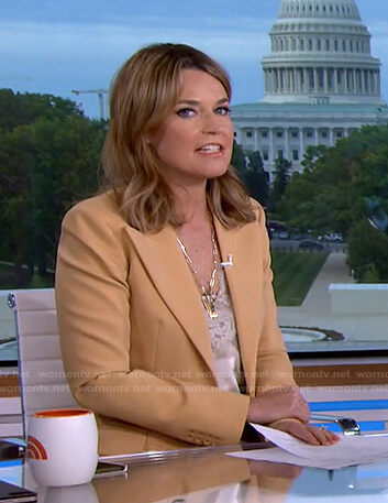 Savannah's beige peak lapel blazer on Today