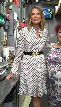 Savannah's white cherry print shirtdress on Today