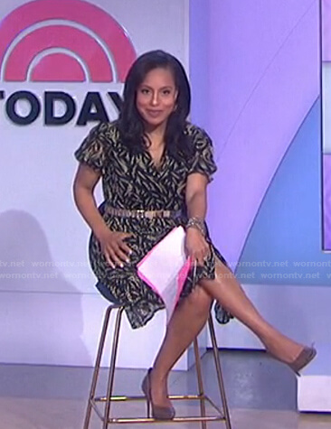 Sheinelle's black and yellow printed dress on Today