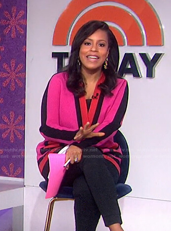 Sheinelle's pink colorblock cardigan on Today