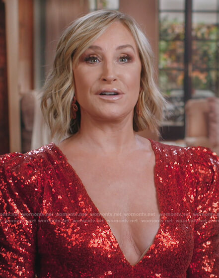 Sonja's red sequined dress on The Real Housewives of New York City