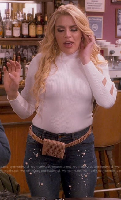 Summer's white cutout sleeve top on Girls5eva